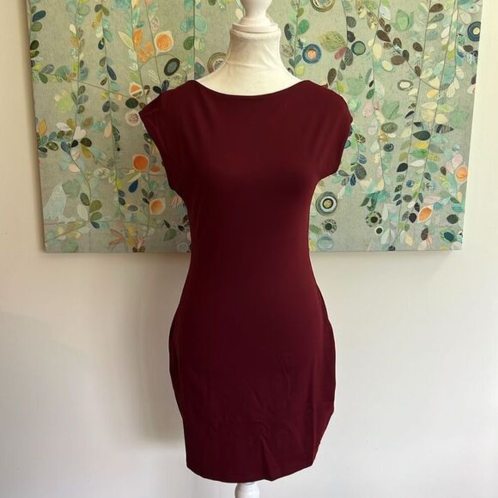 NWT Susana Monaco Open Back Mini Dress Oxblood Women's Size Medium Bodycon - Picture 7 of 12